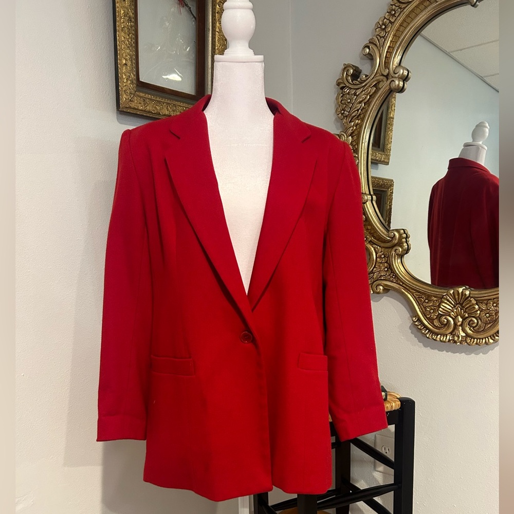 Vintage 90’s Dumas Red 100% Pure Wool Blazer Women’s Size 8 Made in USA